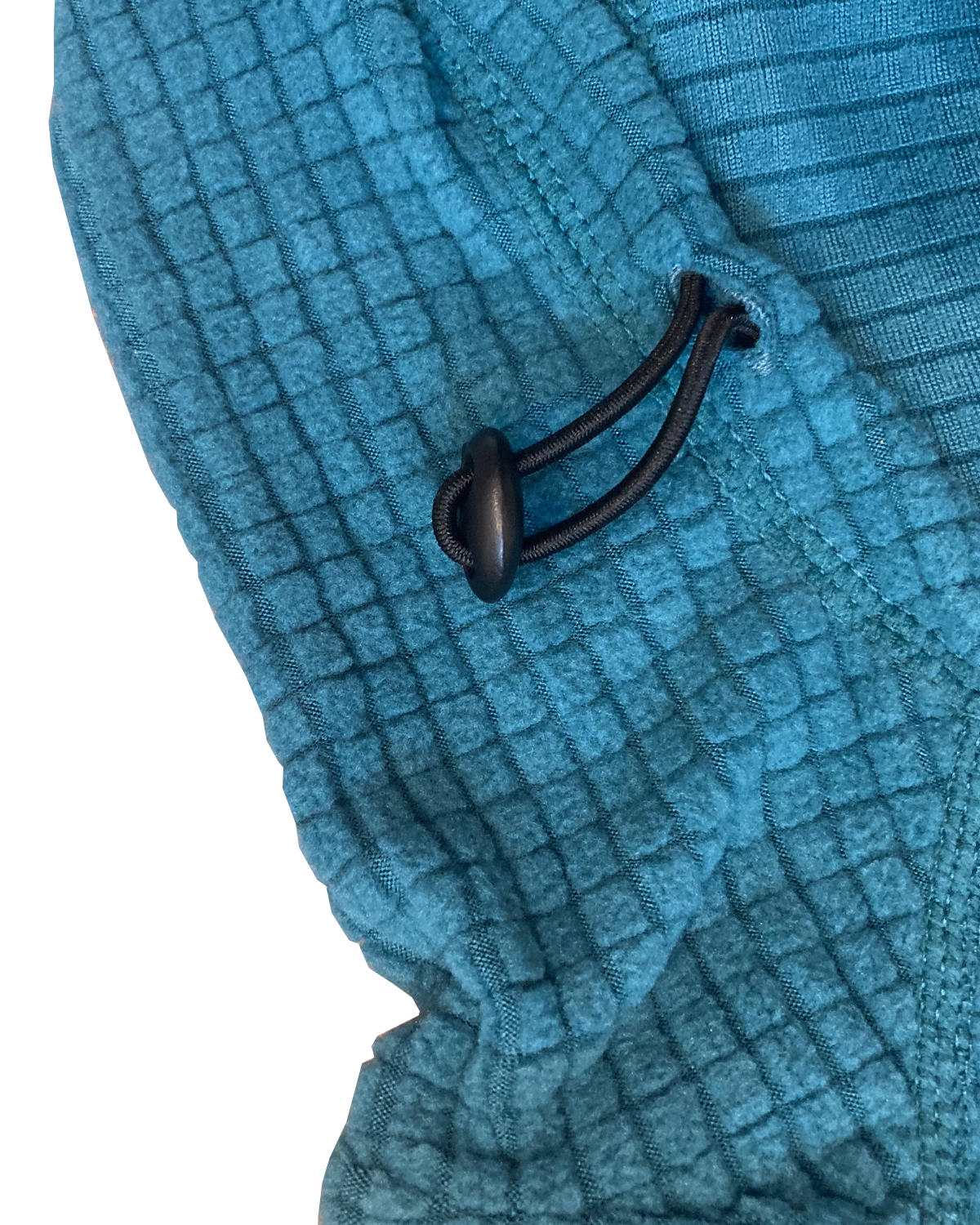 Adjustable hood toggle for kids outdoor grid fleece hoodie from Squak Mountain Co.