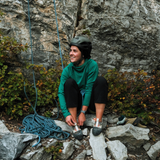 Women's Woolie Chelan Teal Merino Wool Hoodie Lifestyle