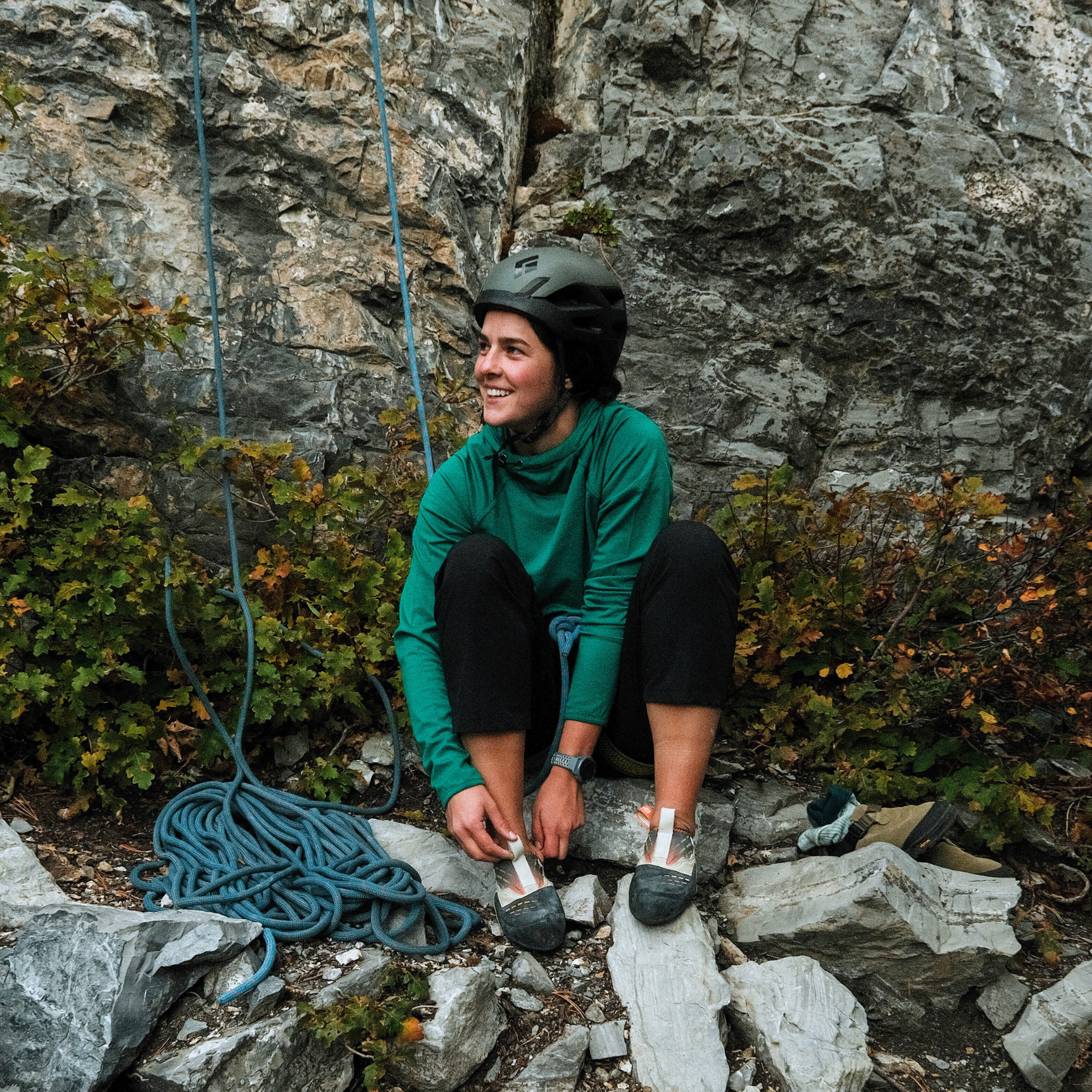 Women's Woolie Chelan Teal Merino Wool Hoodie Lifestyle