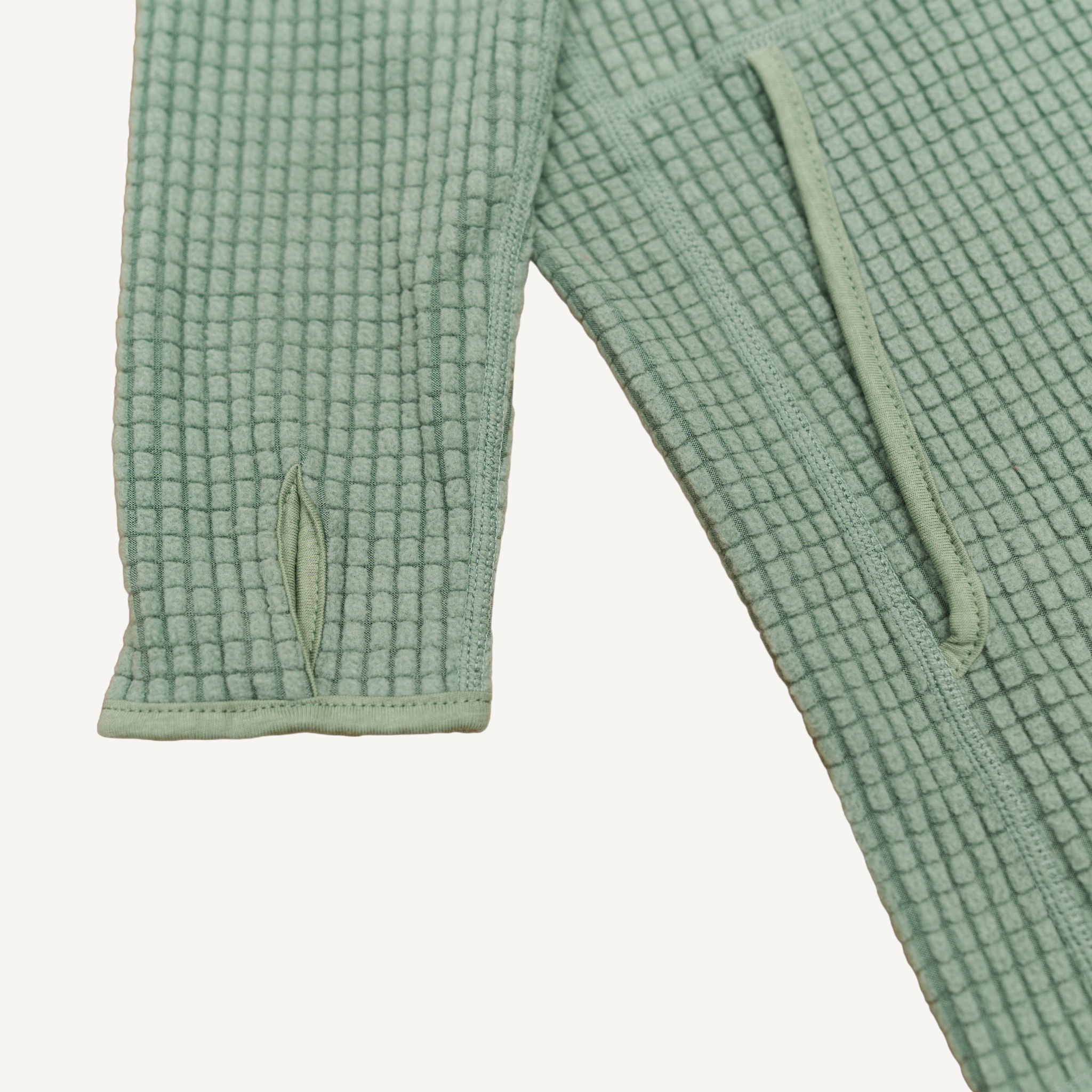 Women's Sage Green Grid Fleece Hoodie