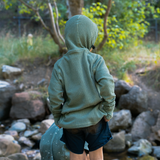 Lil' Squak Sage Green Grid Fleece Hoodie Lifestyle 2