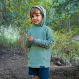 Lil' Squak Sage Green Grid Fleece Hoodie Lifestyle 1