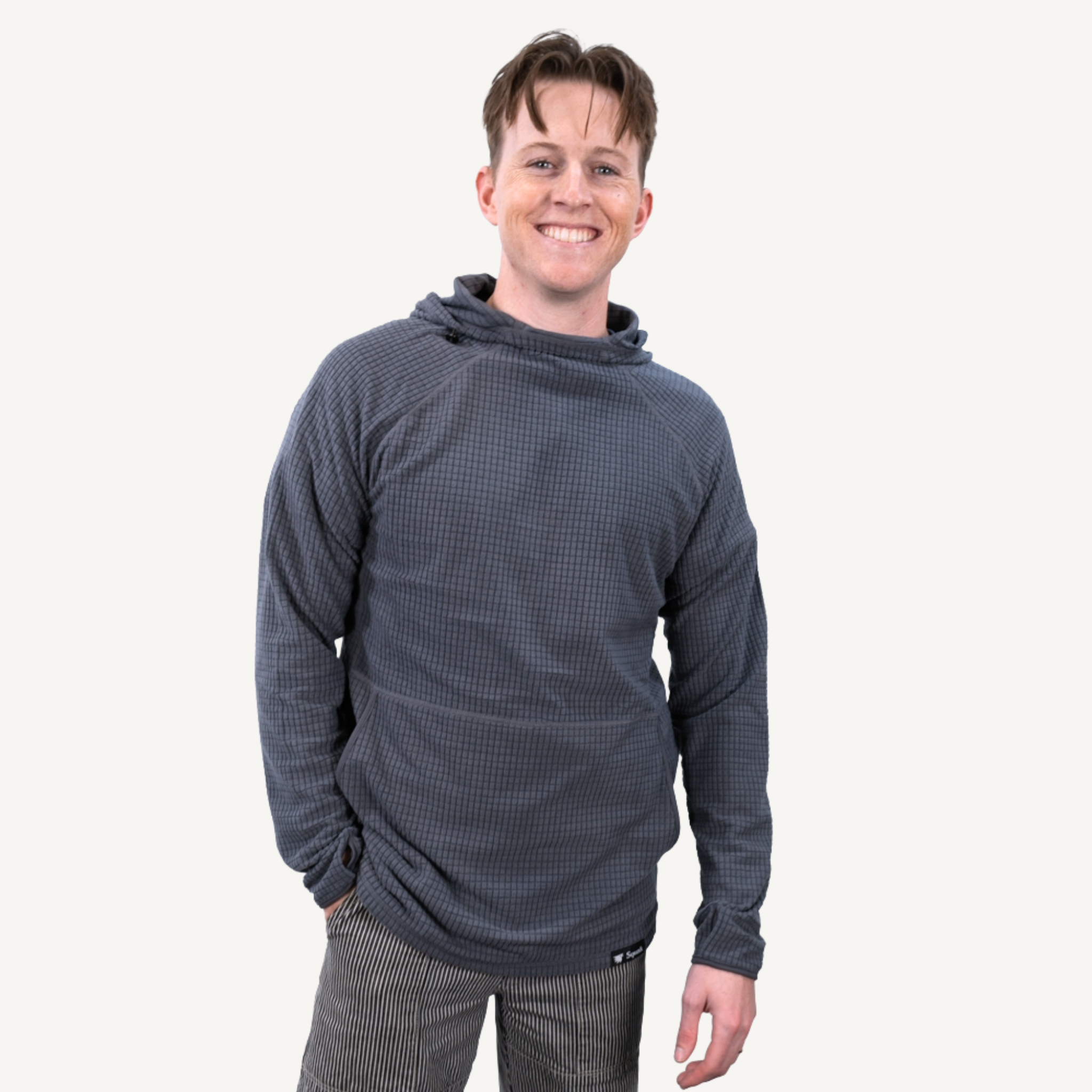 Men's Puget Grey Grid Fleece Hoodie