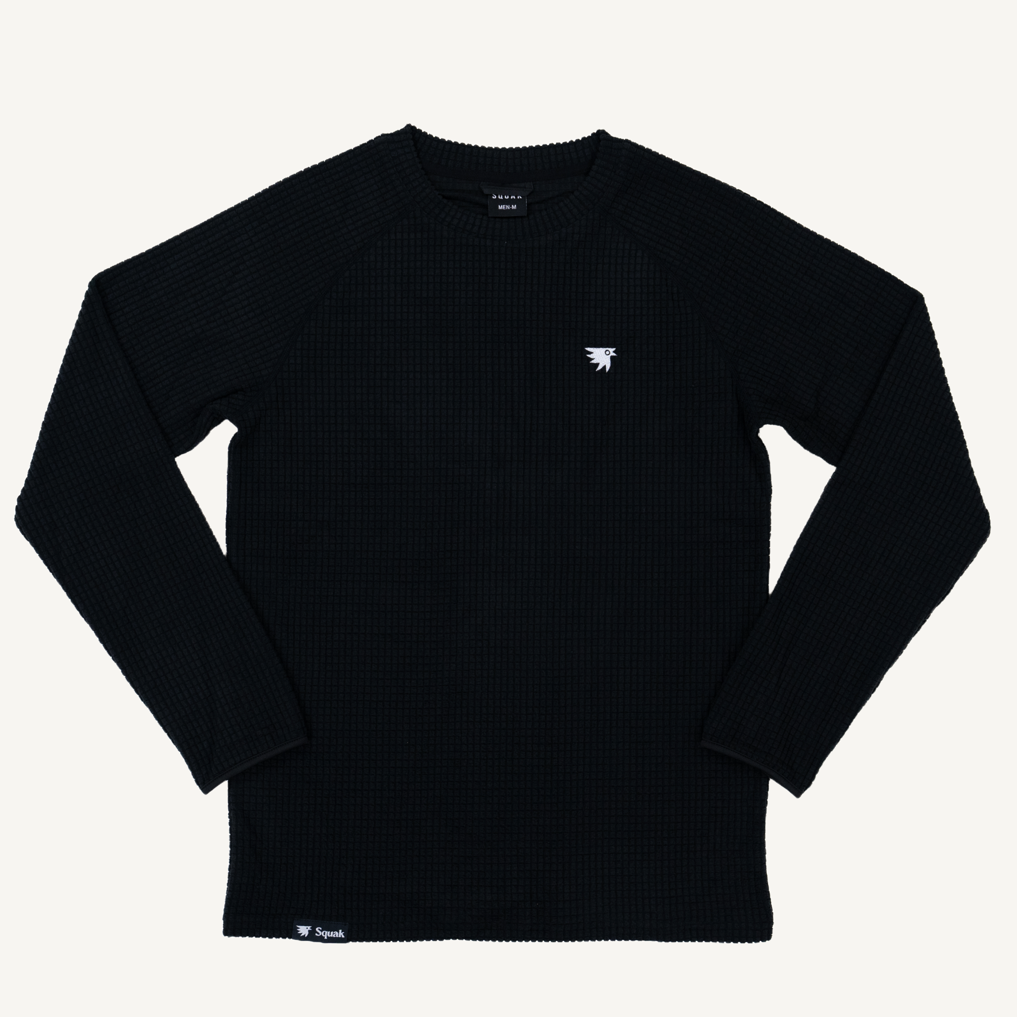 Men's Dawn Obsidian Black Grid Fleece Crewneck