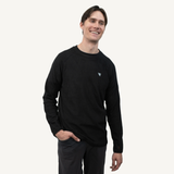 Men's Dawn Obsidian Black Grid Fleece Crewneck