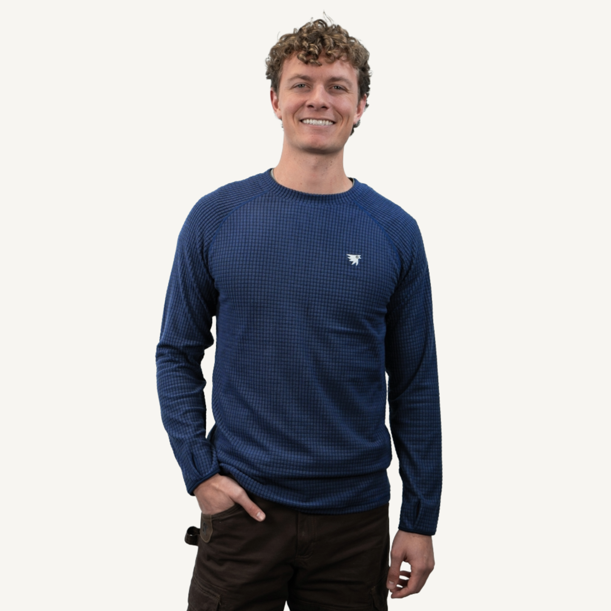 Men's Dawn Northwest Navy Grid Fleece Crewneck