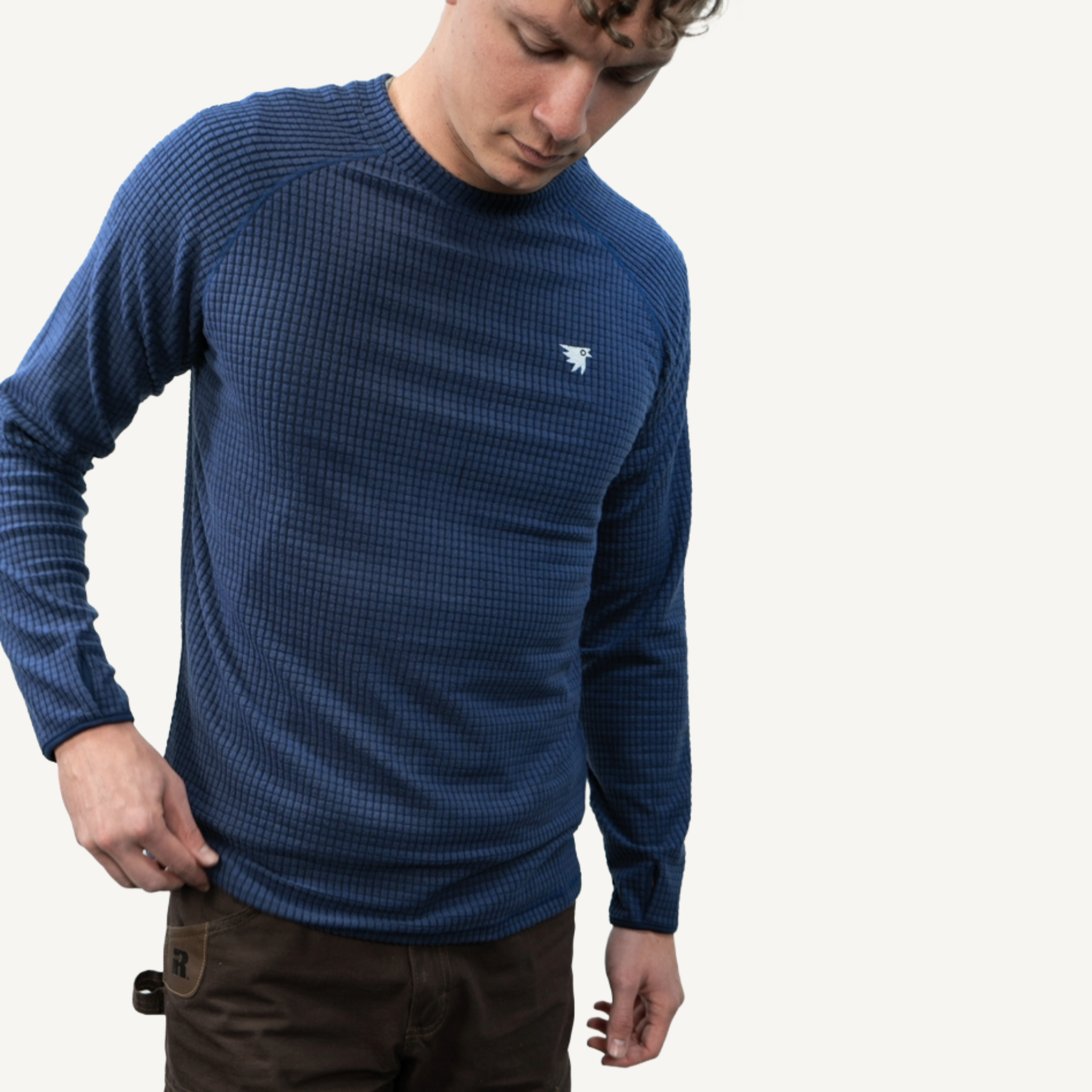 Men's Dawn Northwest Navy Grid Fleece Crewneck