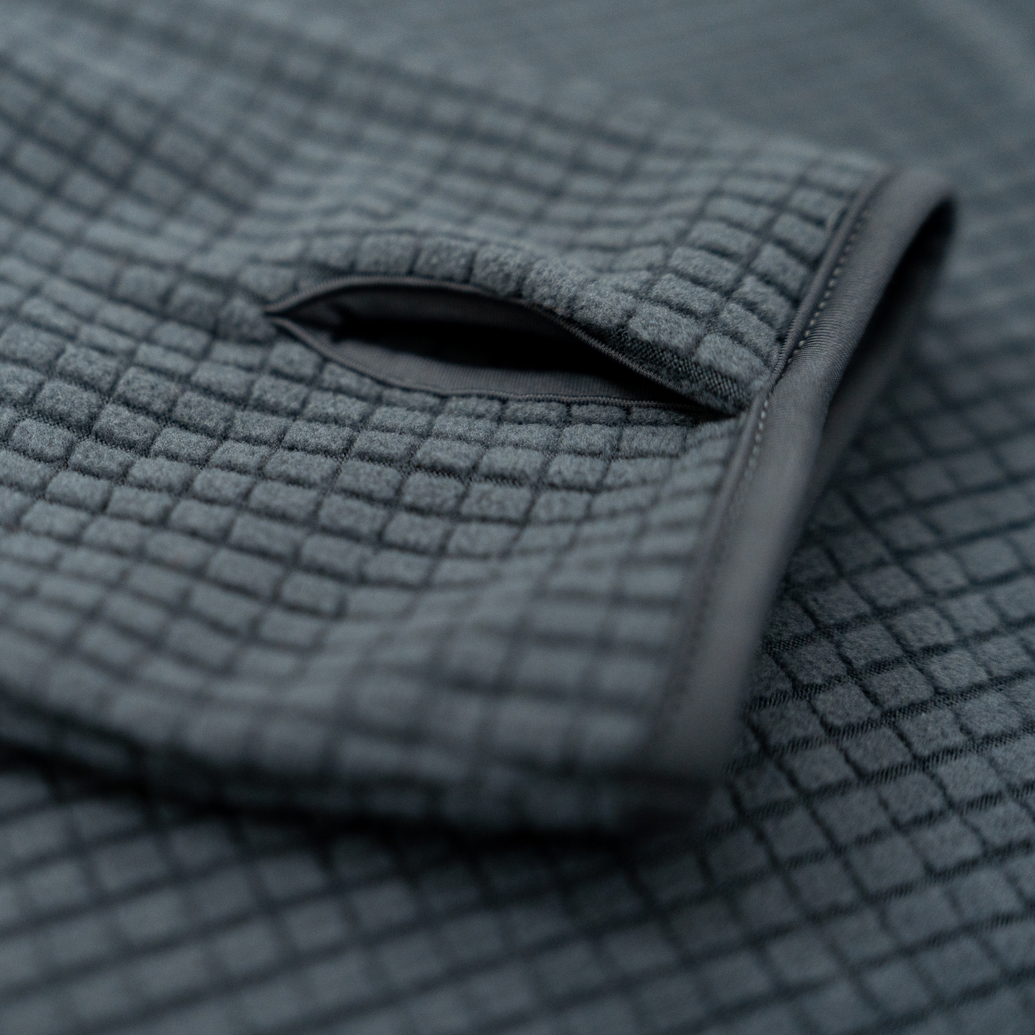 Men's Dawn Puget Grey Grid Fleece Crewneck