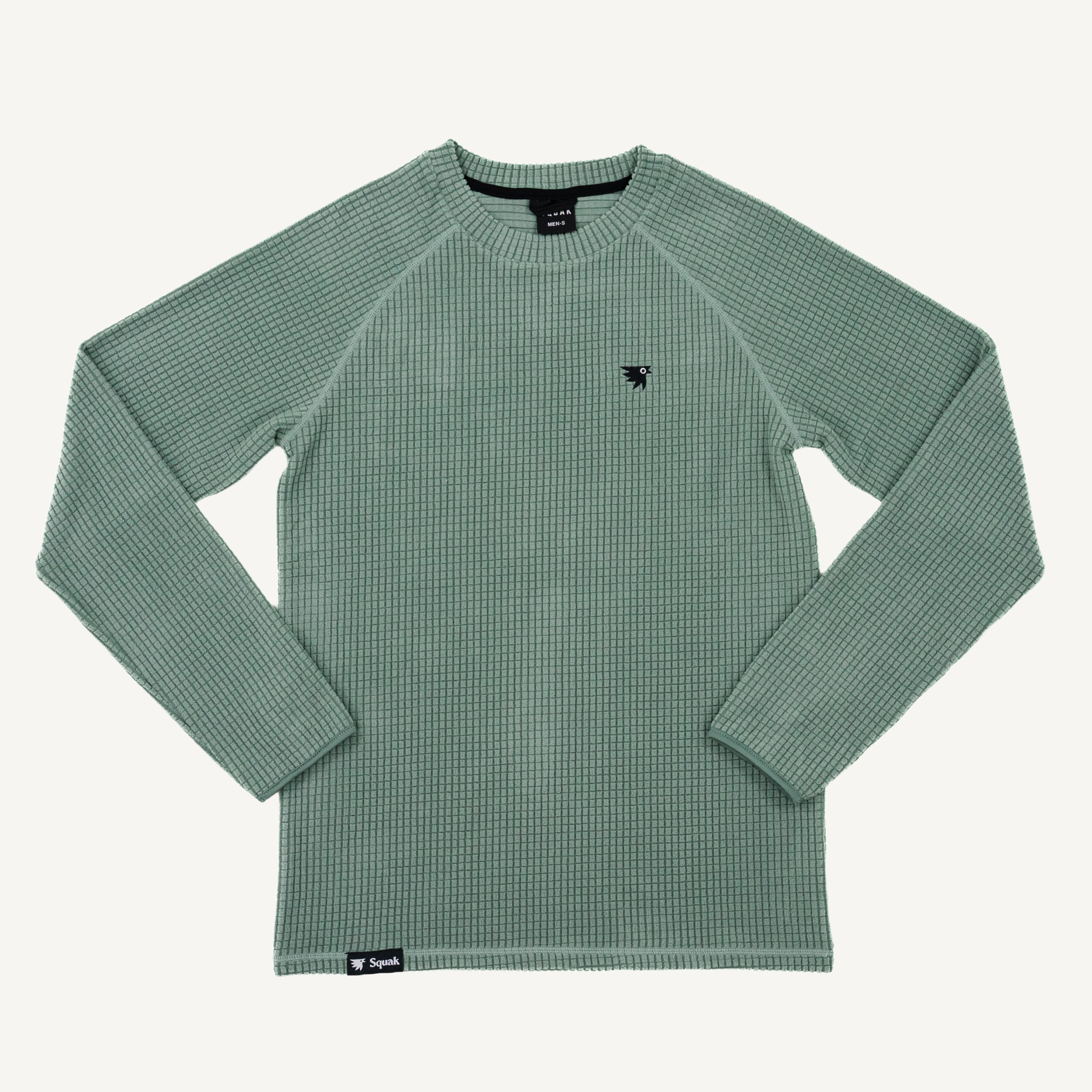 Men's Dawn Sage Green Grid Fleece Crewneck