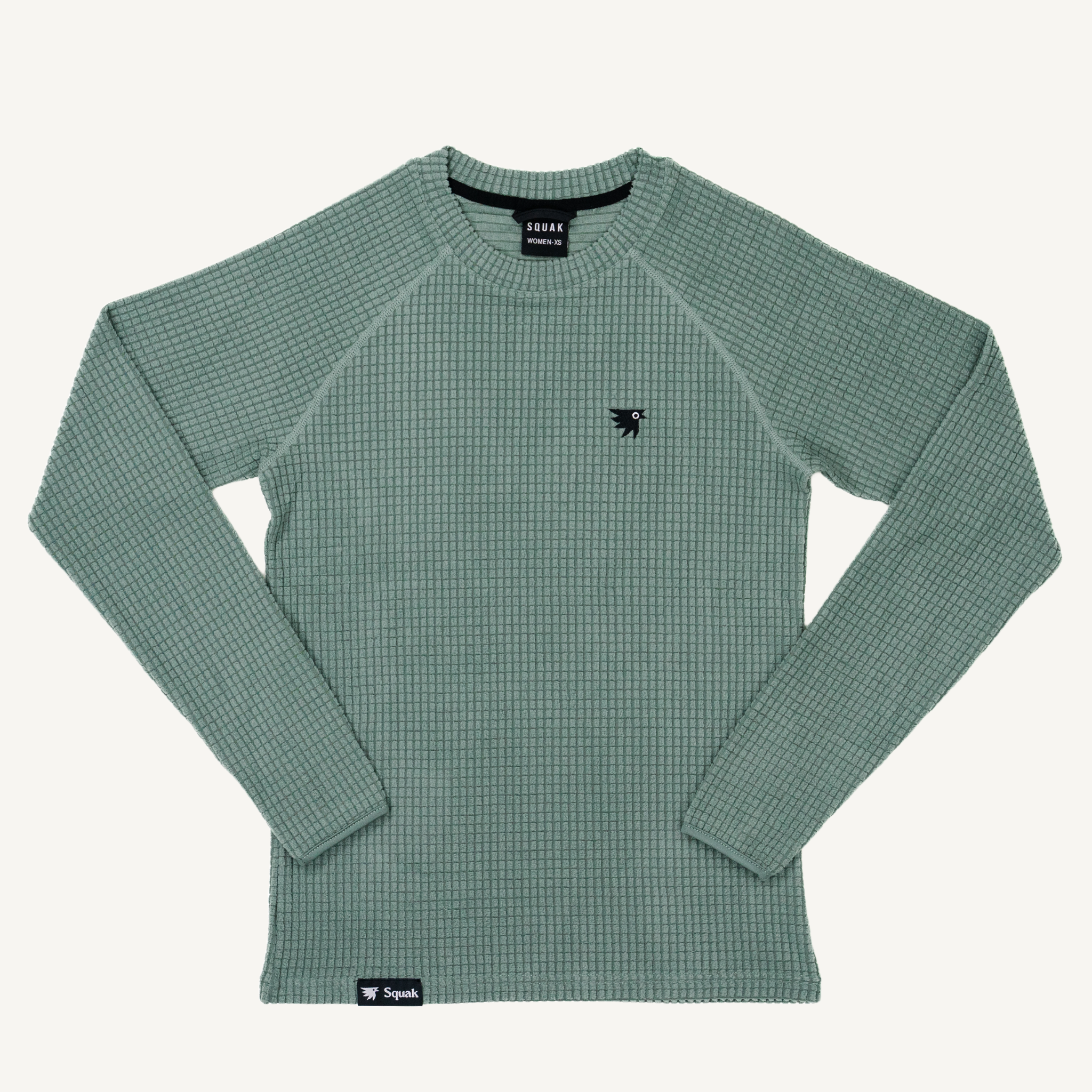 Women's Dawn Sage Green Grid Fleece Crewneck