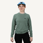 Women's Dawn Sage Green Grid Fleece Crewneck