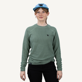 Women's Dawn Sage Green Grid Fleece Crewneck