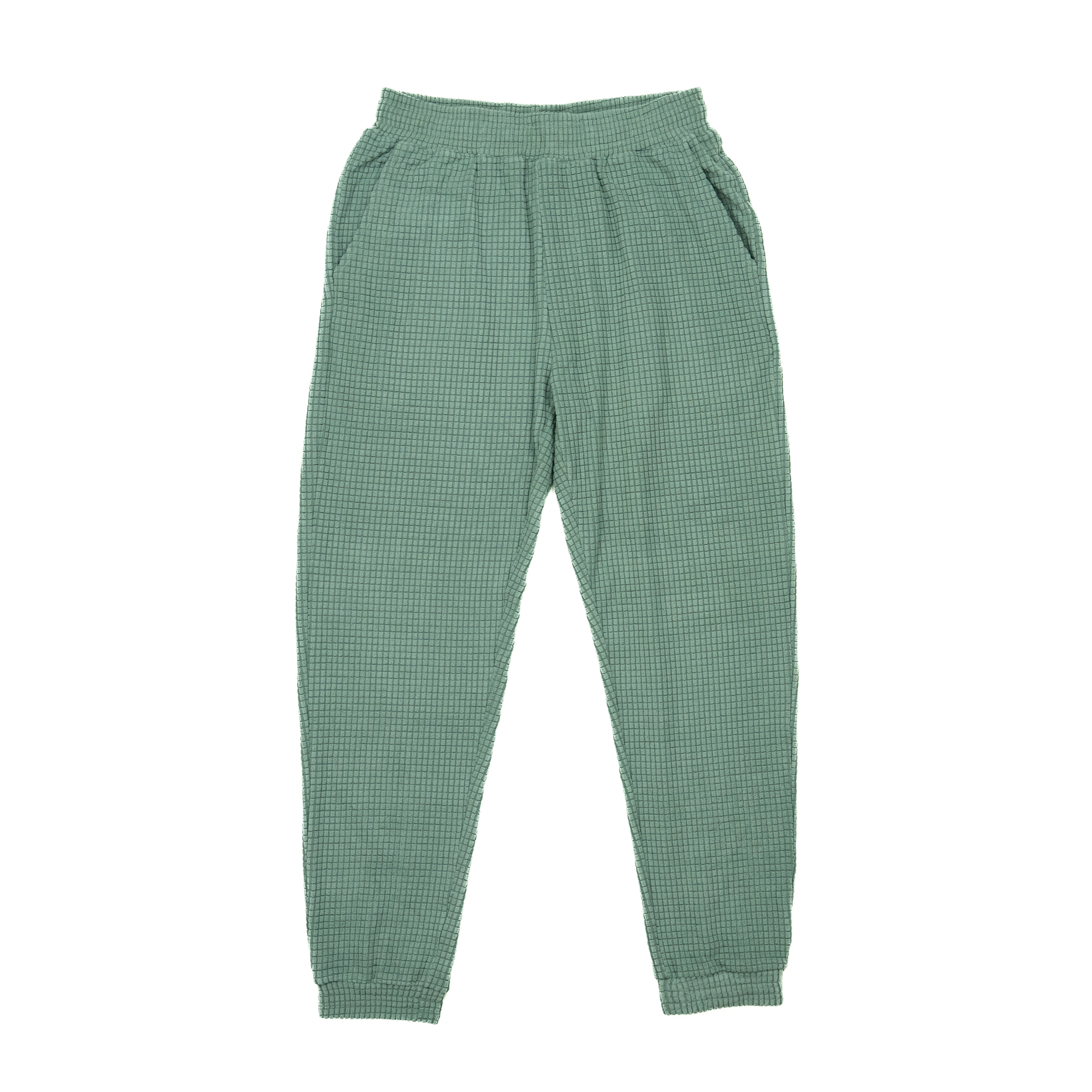Men's sage green grid fleece joggers
