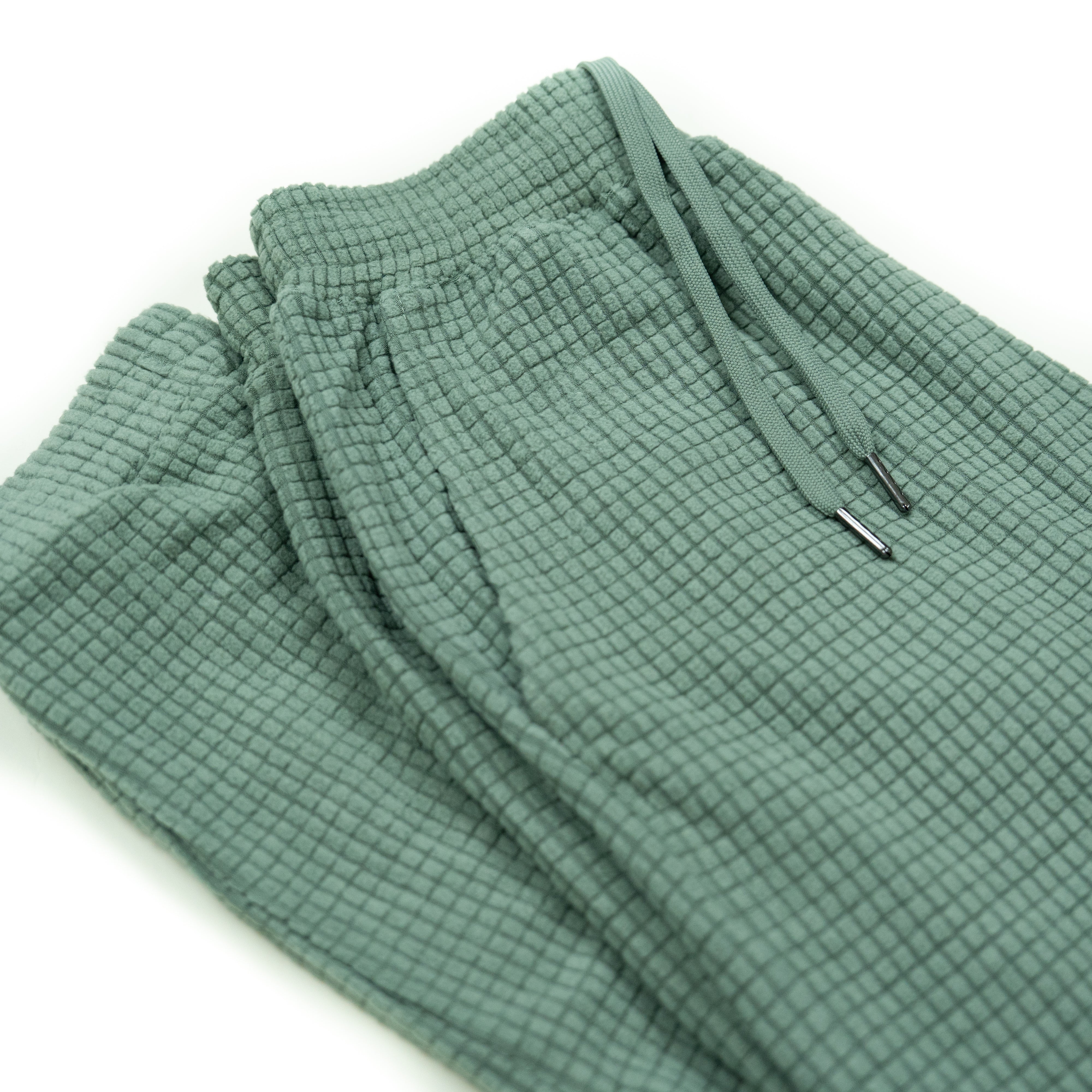 women's sage green grid fleece joggers