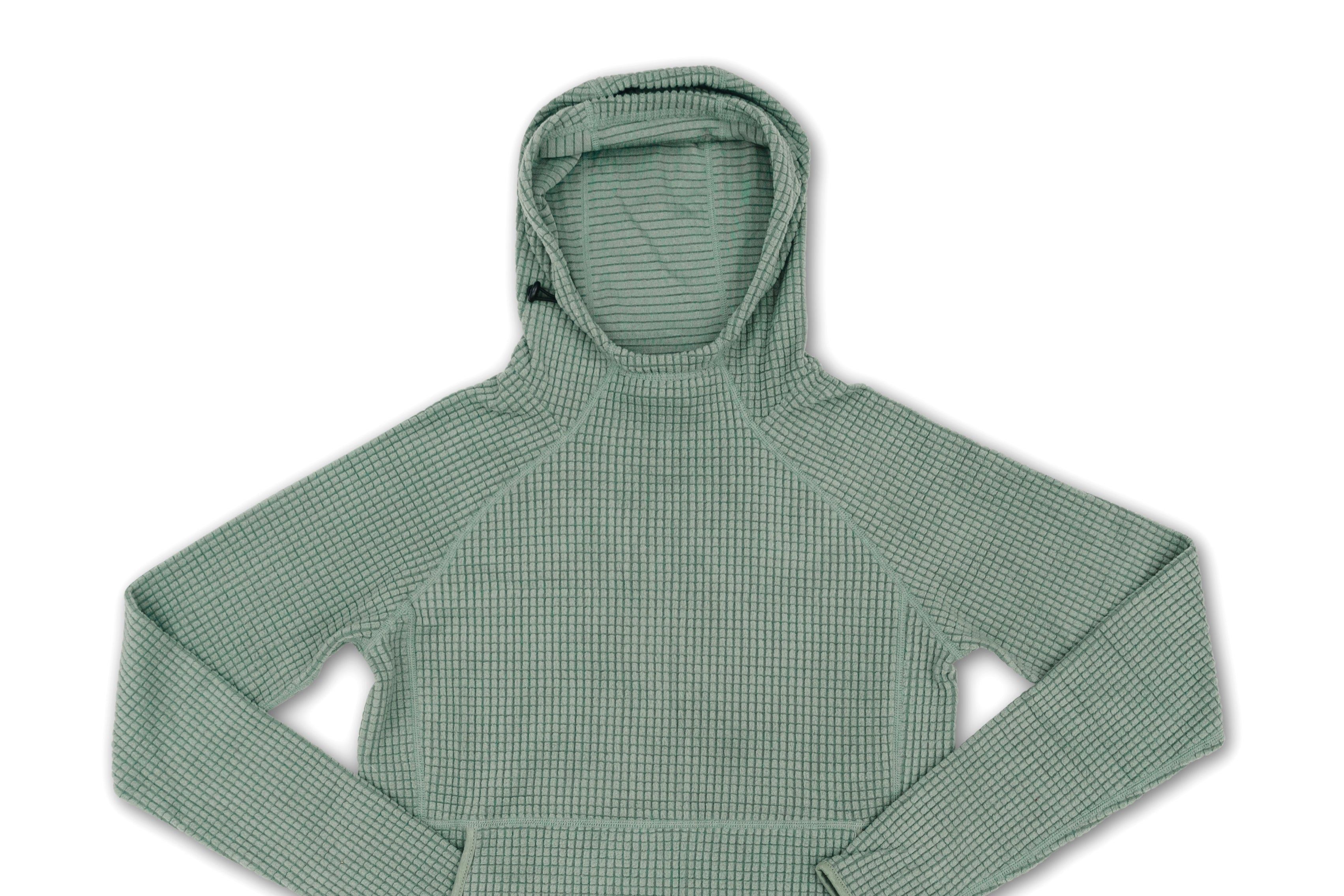 Sage green grid fleece hoodie from Squak Mountain Co.