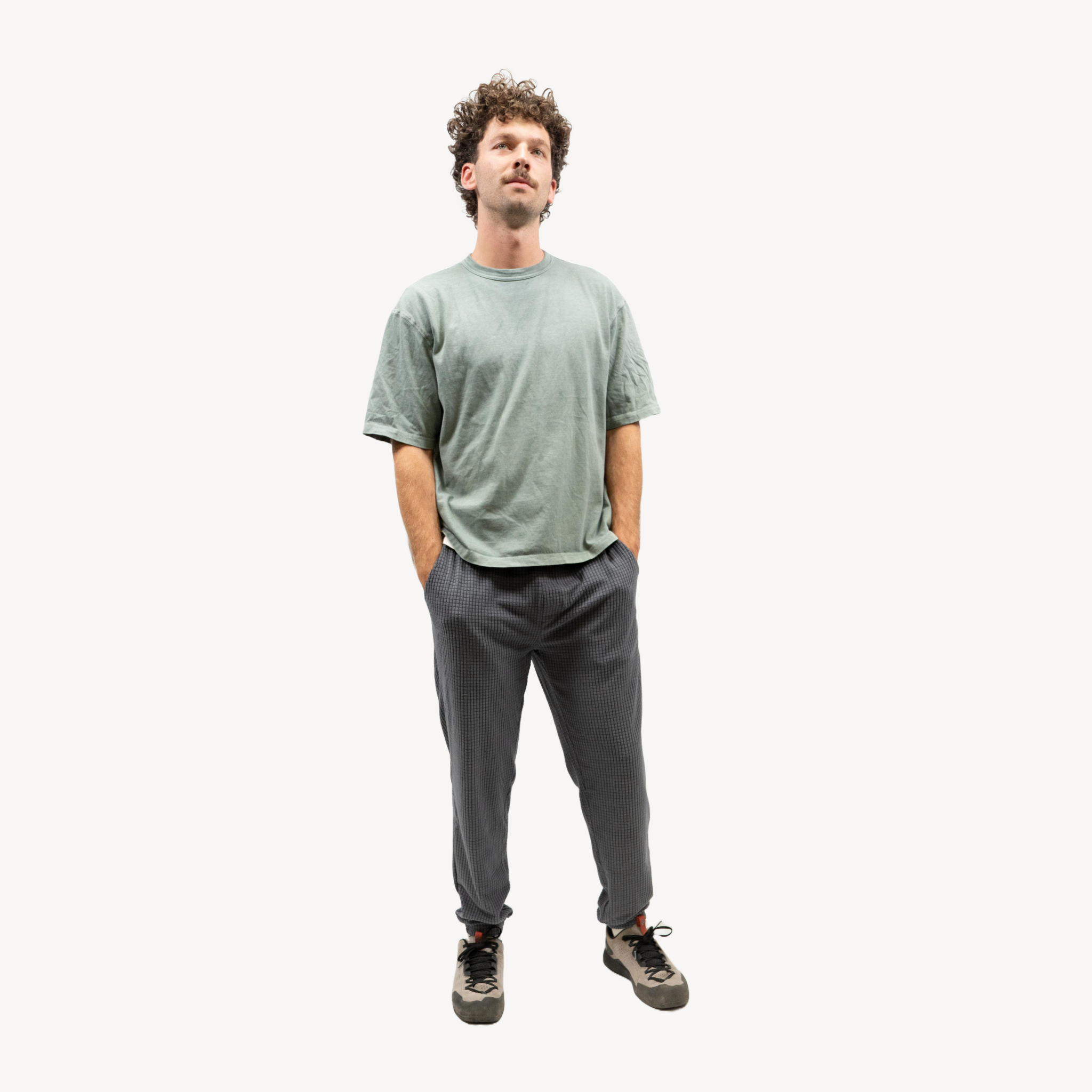 Men's Puget grey grid fleece joggers