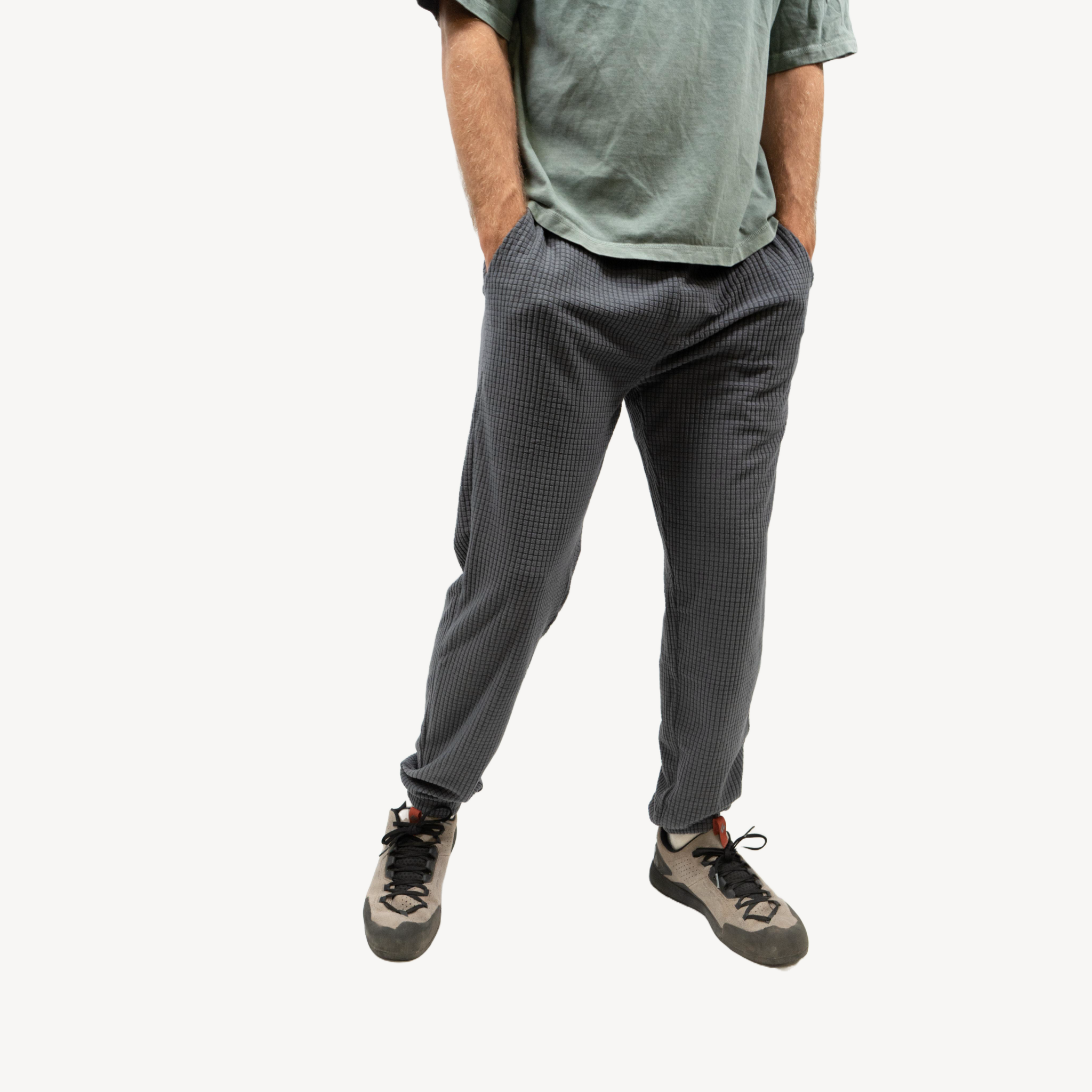 Men's Puget grey grid fleece joggers