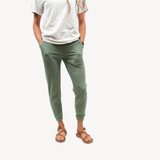 women's sage green grid fleece joggers
