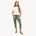 women's sage green grid fleece joggers