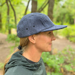 Midnight blue grid fleece 5 panel hat